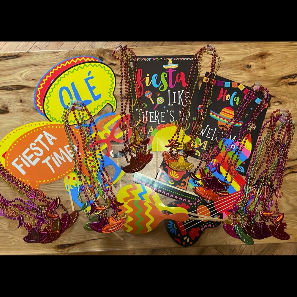 SOLD Fiesta Party Decor Lot - Signs, Photo Props, & Favor Necklaces SOLD